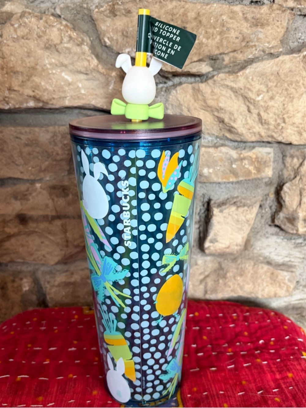 STARBUCKS KITCHEN 2025 EASTER TUMBLER WITH BUNNY STRAW TOPPER 24oz / 710ML NWT